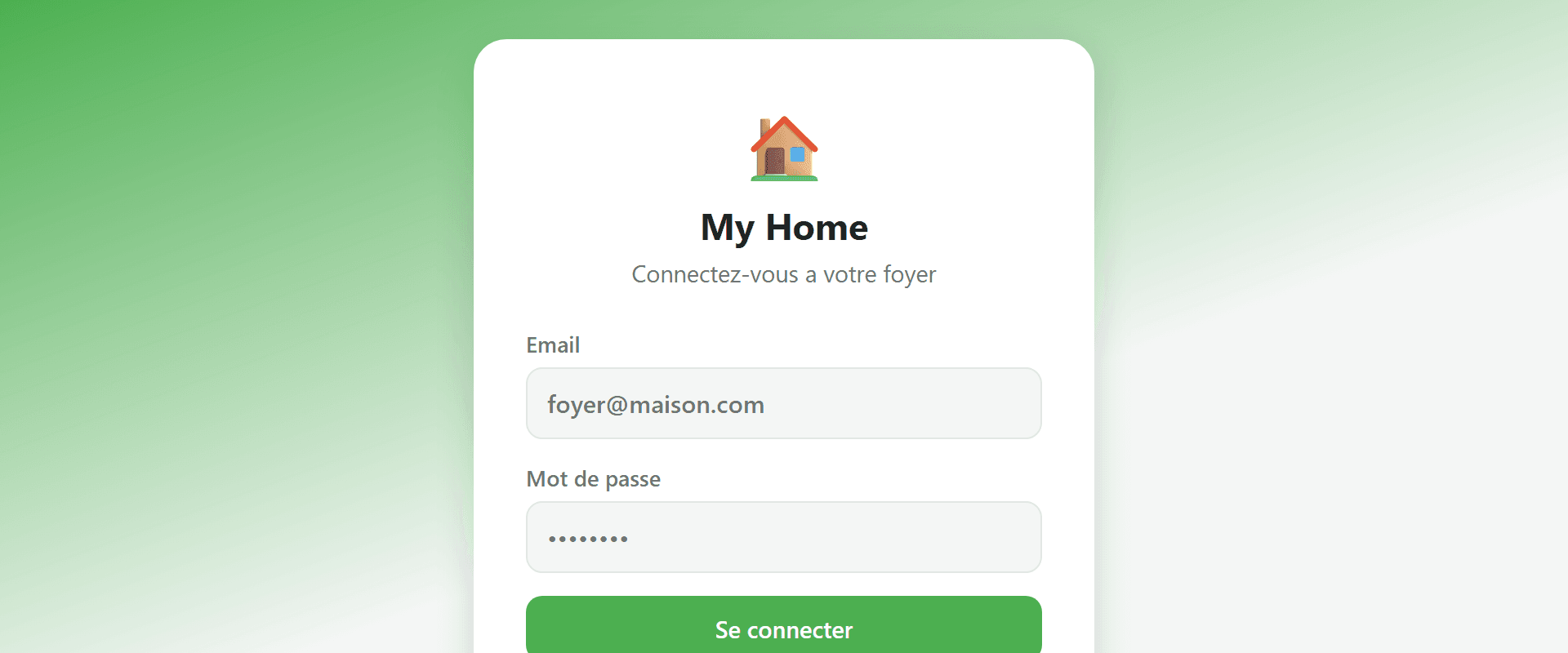Aperçu de l'application My Home